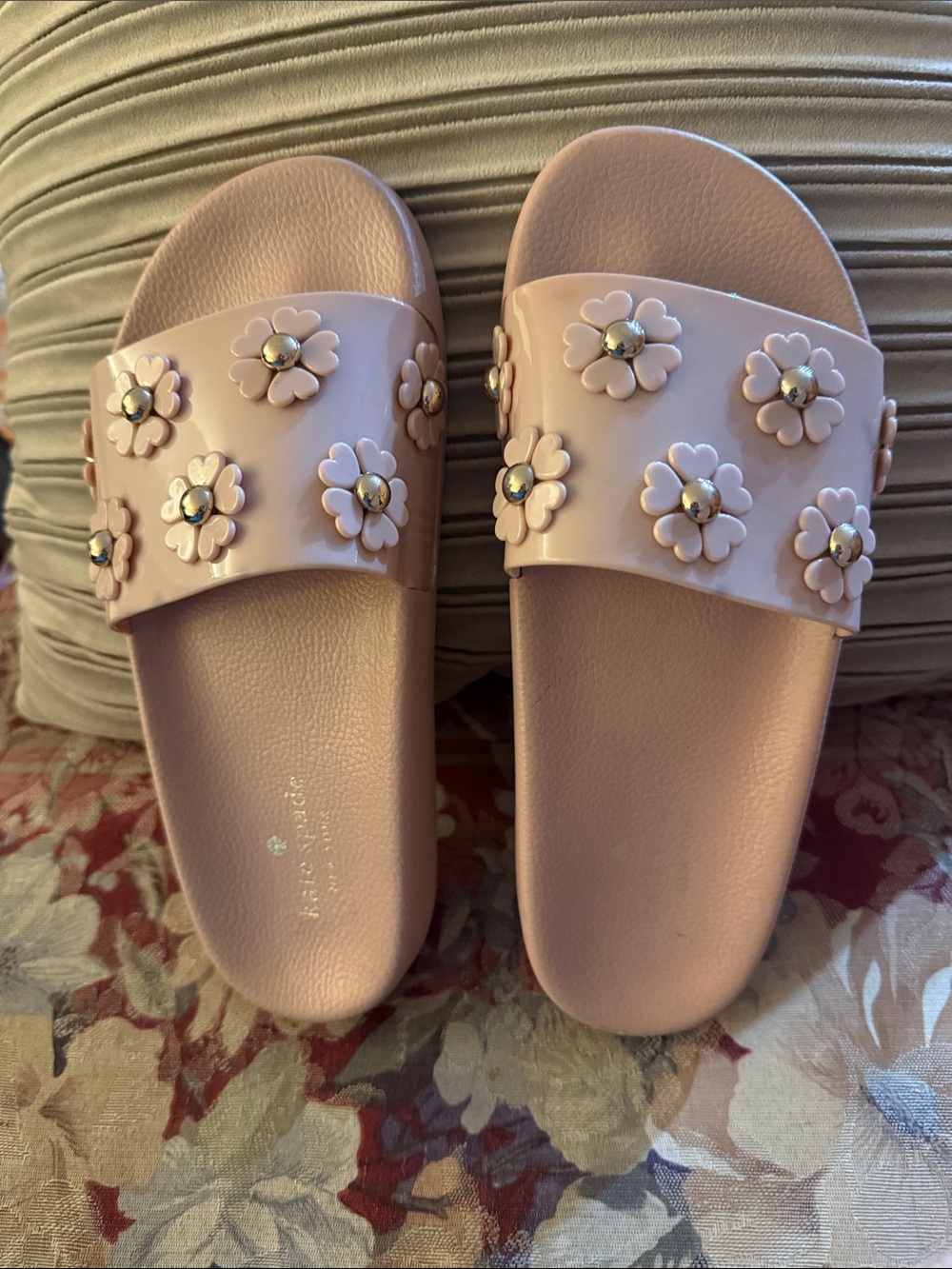 kate spade Blush Pink Floral Slide Sandals